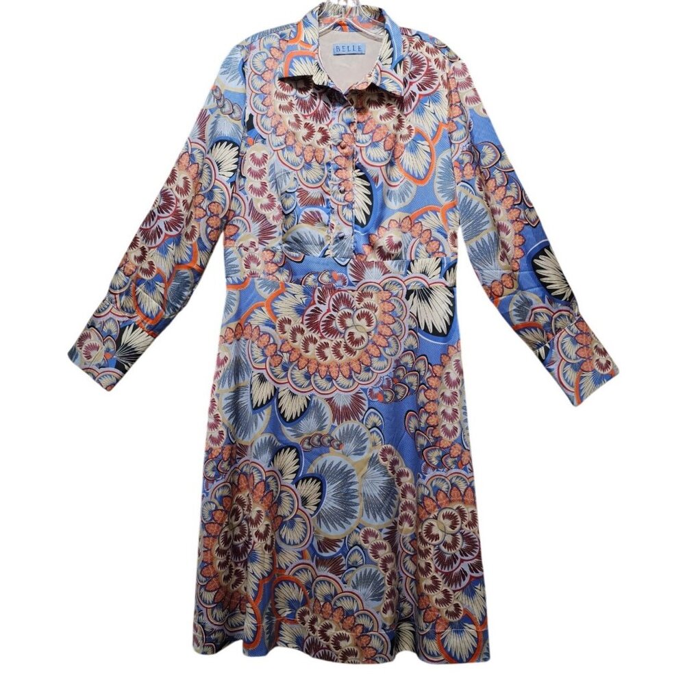 Belle XL Women's Floral Long Sleeve A-Line Dress - Picture 2 of 10